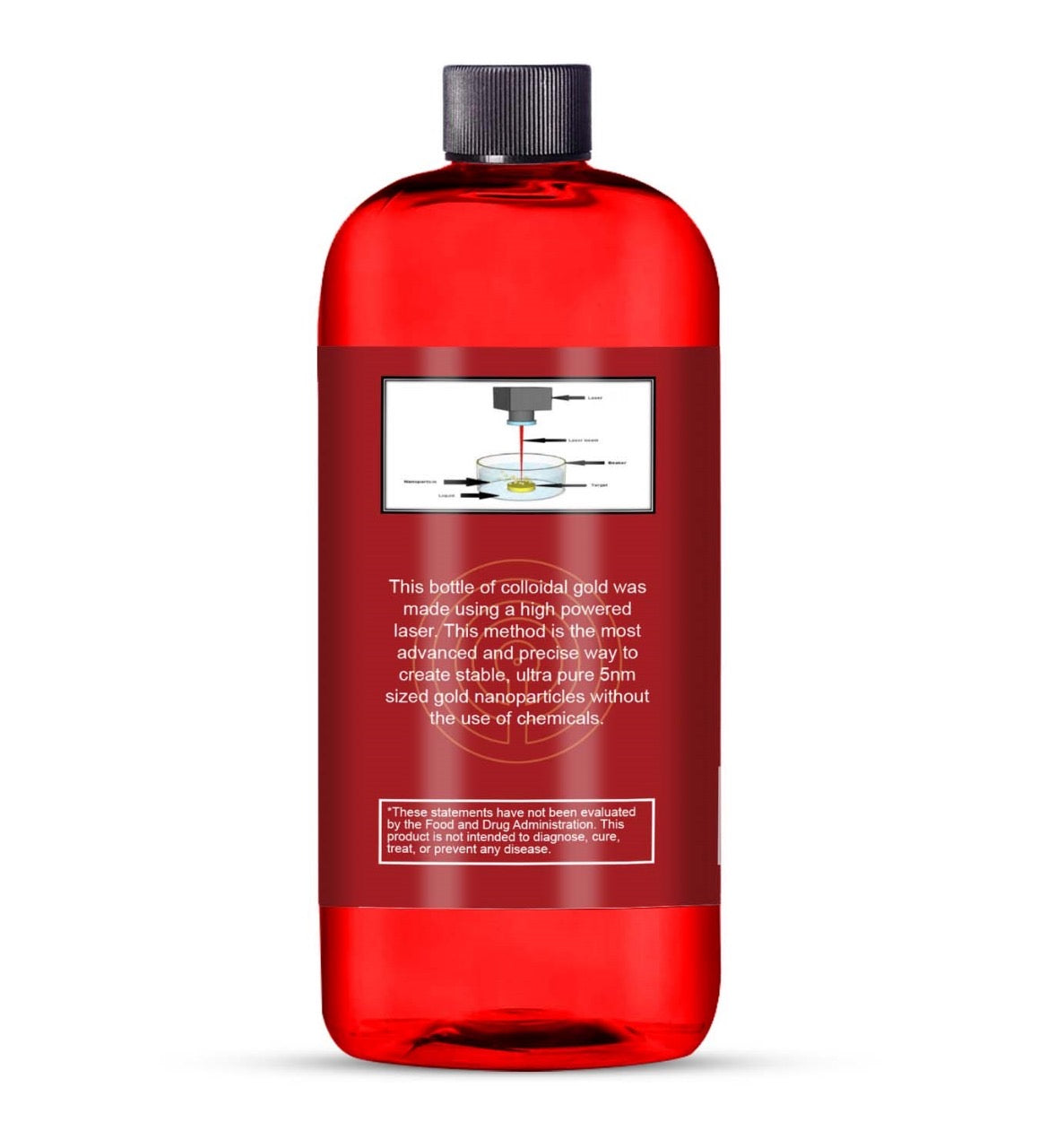 Colloidal Gold 500PPM - LASER MADE 36.5oz Bottle Side of Bottle