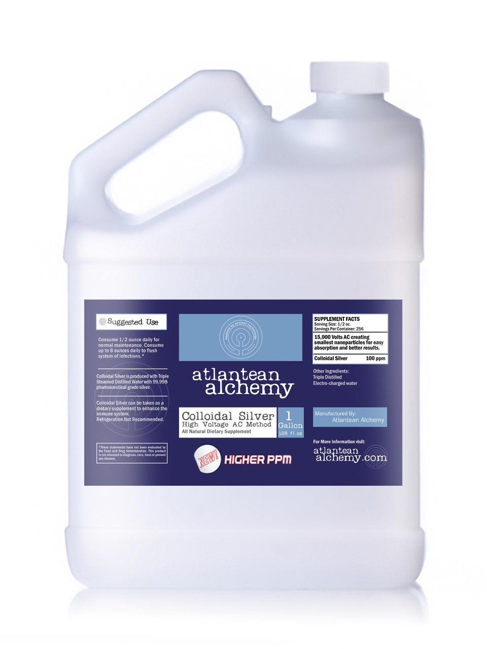 Colloidal Silver 100PPM 1 Gallon Jug