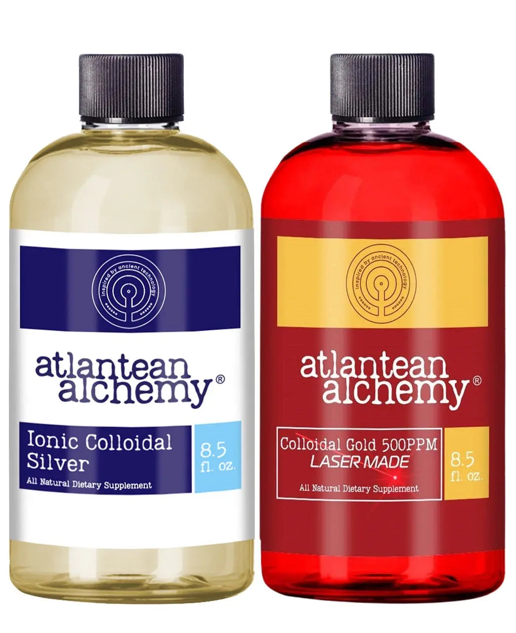 Ionic Colloidal Silver & 500PPM Laser-Made Colloidal Gold Bundle (8.5oz Bottles) Atlantean Alchemy