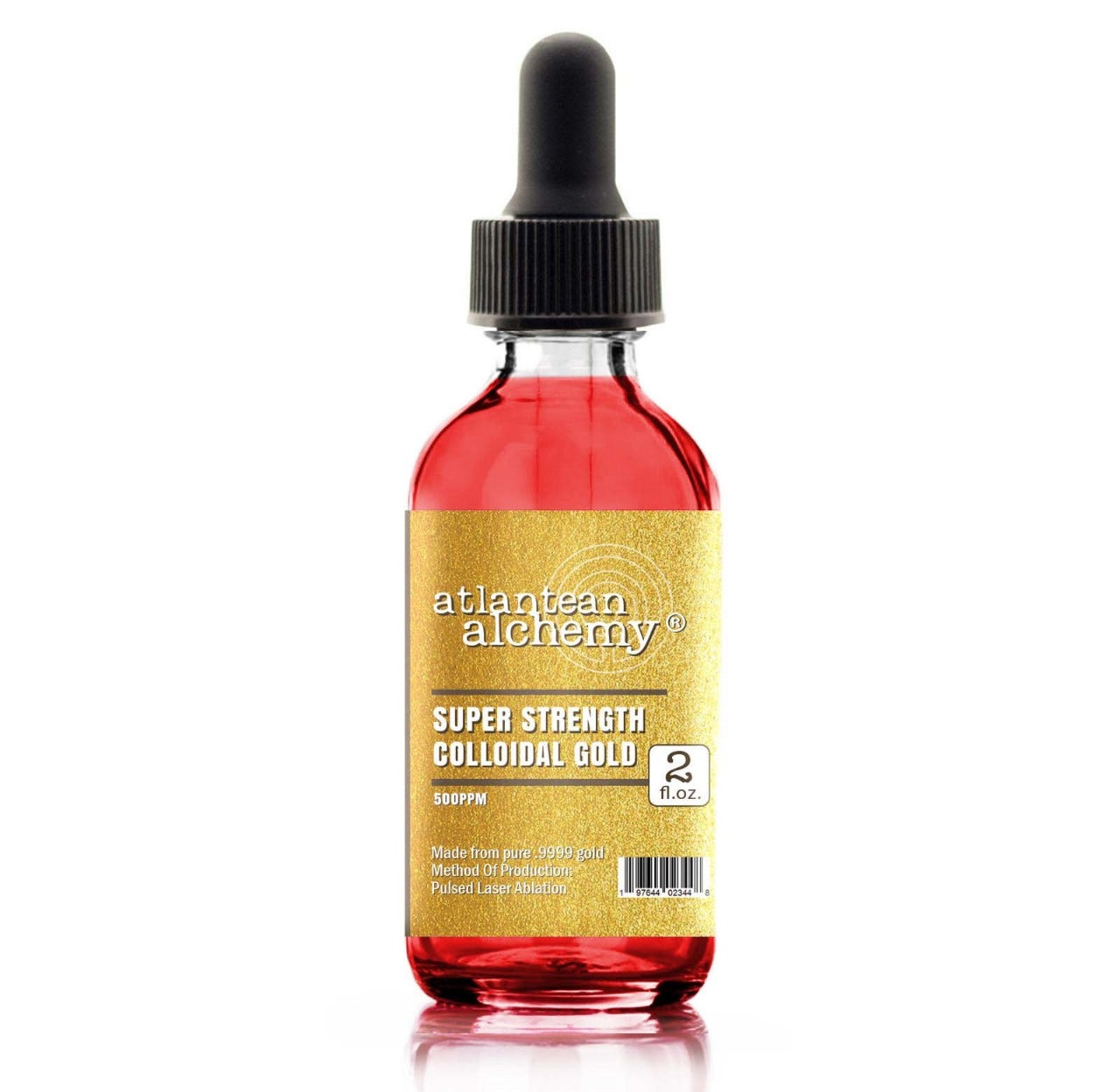 Ruby Red Colloidal Gold Colloidal Gold 500PPM 2oz Glass Bottle With Dropper - LASER MADE ...